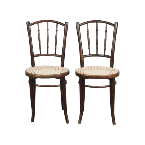 Set Van 2 Originele Vintage Thonet Bistro Design Stoelen