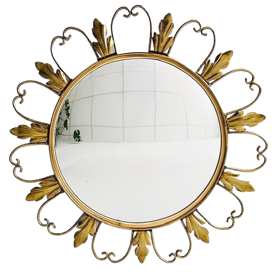 Vintage Mid-century Deknudt Sunburst Butler Spiegel Rond 1960’s 1