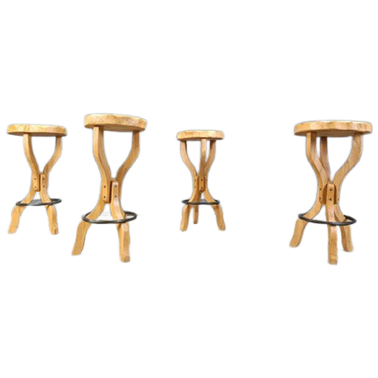Mid Century Brutalist Bar Stools, 1960s - Set Of 4 1