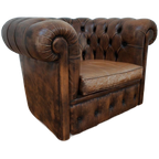 Vintage Leren Chesterfield Stijl Fauteuil, Stoel thumbnail 1
