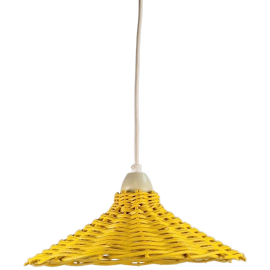 Vintage Rotan Geel Hanglamp Scandinavisch ’60 Boho Japandi 1