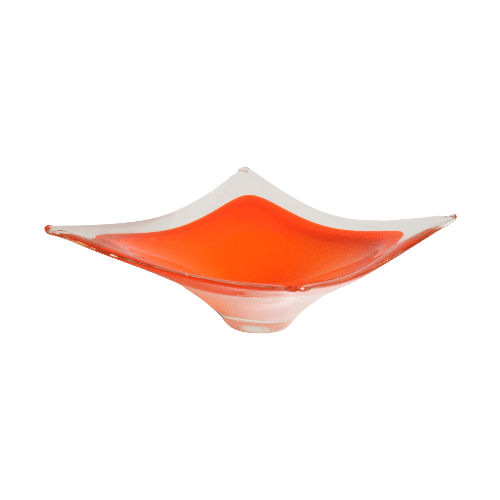 Orange Square Murano Glass Bowl, Italy 1970S