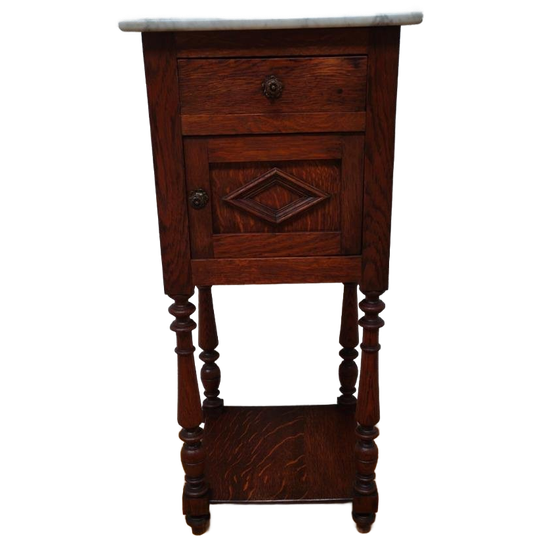 Vintage Antiek Nachtkastje Bijzetkastje Met Marmer Blad 404 1