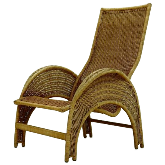 Mid Century Rattan Lounge Chair 1970s 1