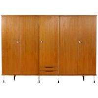 Grote Vintage 5-deurs Teak Kledingkast In Italiaanse Stijl, 1960s