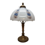 Vintage Messing Lamp Met Witte Opaline Kap thumbnail 1