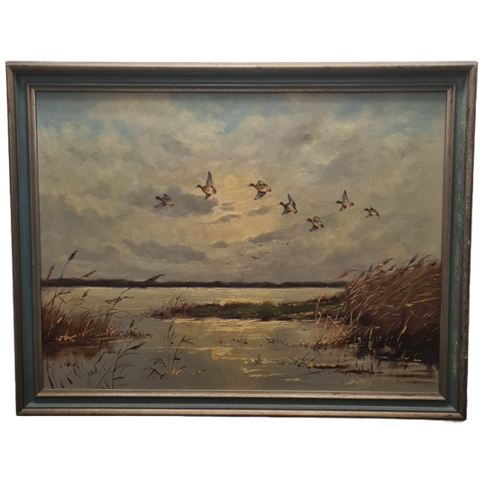 Landschap Schilderij Met Eenden D. Vd Velde 1