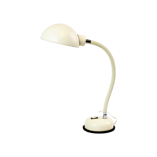 Vintage Bureaulamp Wit Industrieel Flexibel Metaal Lamp 43Cm