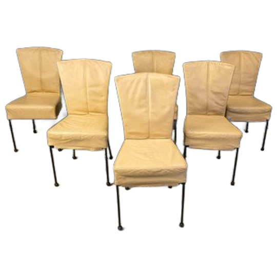 Vintage Leather Dining Chairs, Set Of 6, 1980s 1