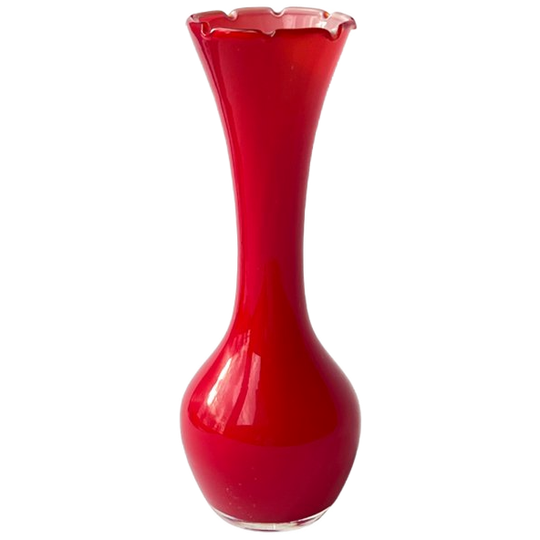 Mid-century Modern Red Ruffle Top Vase 1