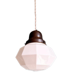 Art Deco Hanglamp In Gefacetteerde Witte Opaline, Jaren 20 thumbnail 1