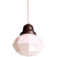 Art Deco Hanglamp In Gefacetteerde Witte Opaline, Jaren 20