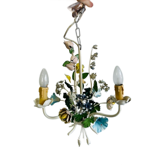 Vintage Luster / Hanglamp / Chandelier Met Bloemen 1