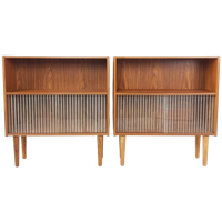 2 Vintage Teak Houten Deense Kastje Glazen Deurtjes Keuken