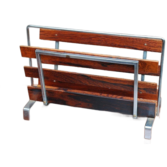 Vintage Lectuurbak Hout Chrome 1