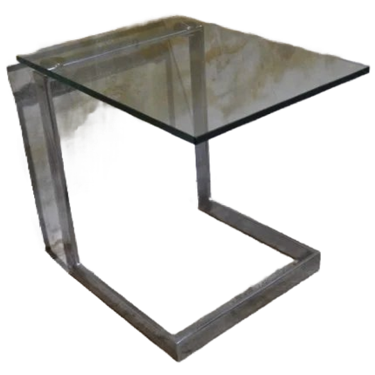 Gebra Bijzettafel Met Glasplaat – Verchroomd Metalen Design Jaren 80 1