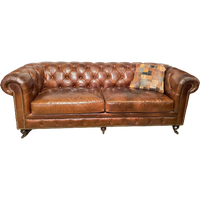 Showroommodel Stoere Industriële Chesterfield 3 Zits Bank In Vintage Cognac Leer