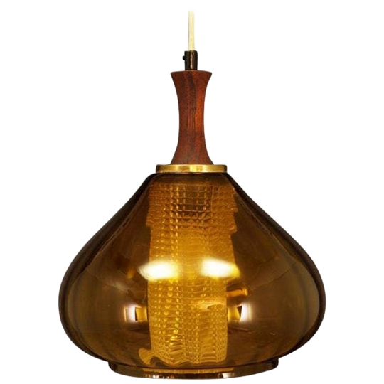 Glass Pendant Lamp, Danish Design, 1970s, Production: Denmark 1