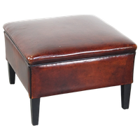 Grote Vierkante Schapenleren Hocker Met Een Mooi Patina