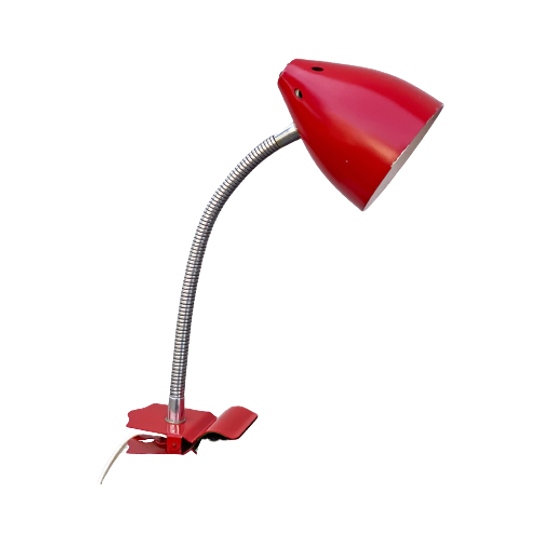 Vintage Rode Hala Zeist Klemspot Lamp / Tafellamp / Bureaulamp / Klemlamp 1