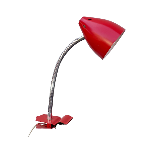 Vintage Rode Hala Zeist Klemspot Lamp / Tafellamp / Bureaulamp / Klemlamp