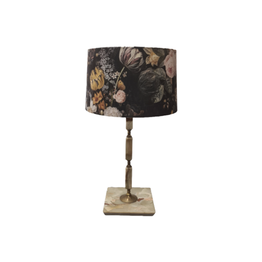 Vintage Onyx En Messing Tafellamp 1