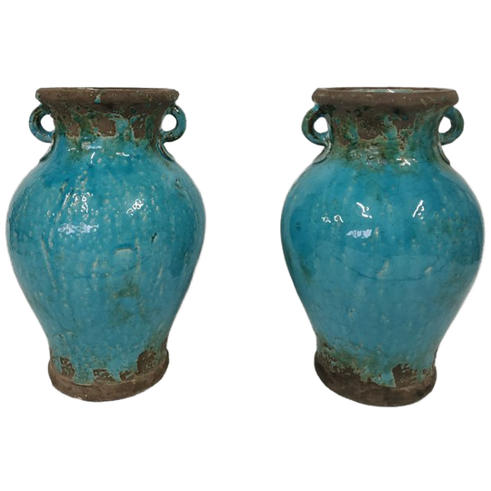 Set Schitterende Aardewerk Sierkruik Turquoise 1