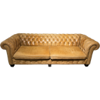 Stoere Xl Vintage Chesterfield 3 Zits Bank Camel / Cognac thumbnail 1