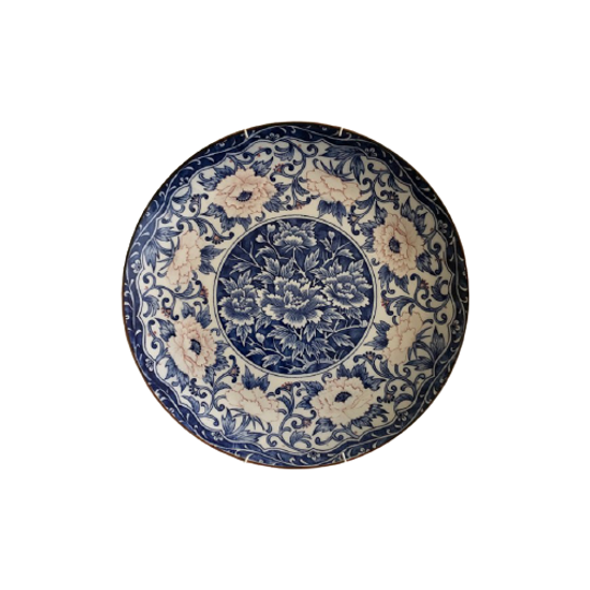 Prachtig Delfs Blauw Wandbord Met Floraal Motief 1