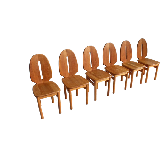 Vintage Deense Eetkamer Stoelen Massief Hout Set Van 6 1