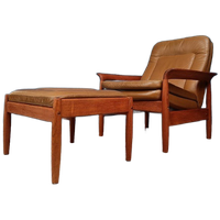 Vintage Fauteuil Met Voetenbank, Deens Design