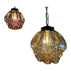 2X Vintage Hanglamp ‘Raspberry’ – Glas En Chroom thumbnail 1