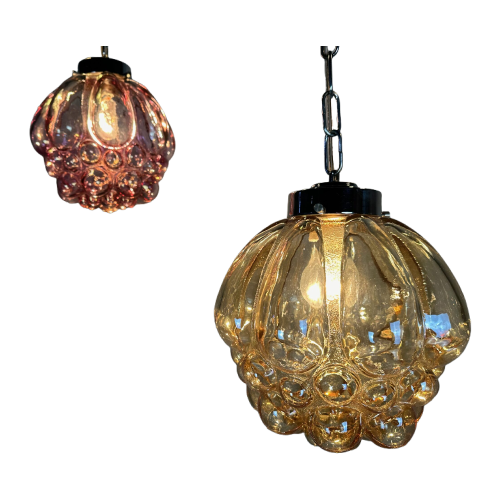 2X Vintage Hanglamp ‘Raspberry’ – Glas En Chroom