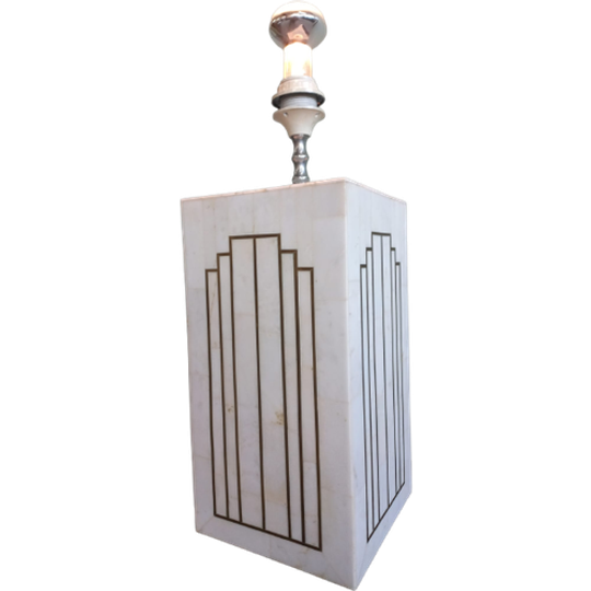 Italiaanse Jaren 70 Deco/romeo Rega Style Marmer Inlay Lamp 1