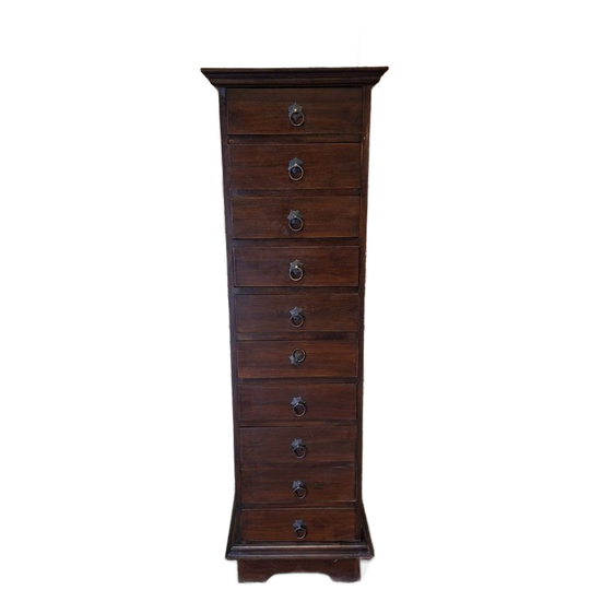 Koloniale Ladenkast, Apothekerskast, Archiefkast Afm: 41x43cm En 135cm Hoog. 1