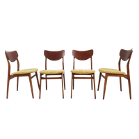 4 Deense Stoelen Teak Fineer Okergeel | Dining Chairs Teak