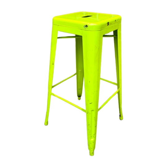 4x Lime Groene Retro Barkruk Metaal 1