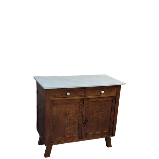 Vintage Commode Met Wit Marmerenblad “jona” 1