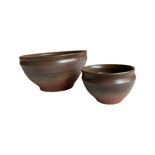 Vintage Ceramic Bruin Terracotta Set Schalen Japandi