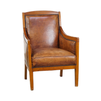 Statige, Luxe Schapenleren Art Deco Design Armchair Gecombineerd Met Hout