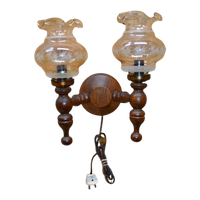 Wandlamp Eiken Met Glazen Kapjes