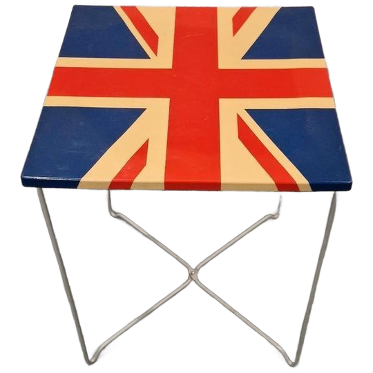 Vintage Bijzettafel Jaren 90 Engelse Vlag Plantentafel 1