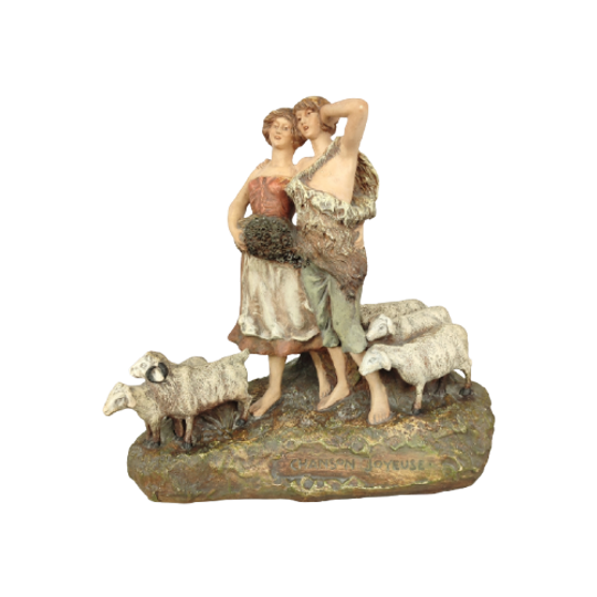 Groot Beeld Met Schapen In Witte Klei 1