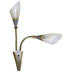 Vintage Buigbare Wandlamp - Jaren '50, Messing, Glas thumbnail 1