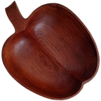 Handgemaakte Schaal. Appelvorm. Teak. Mid-Century thumbnail 1