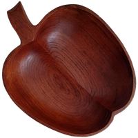 Handgemaakte Schaal. Appelvorm. Teak. Mid-Century