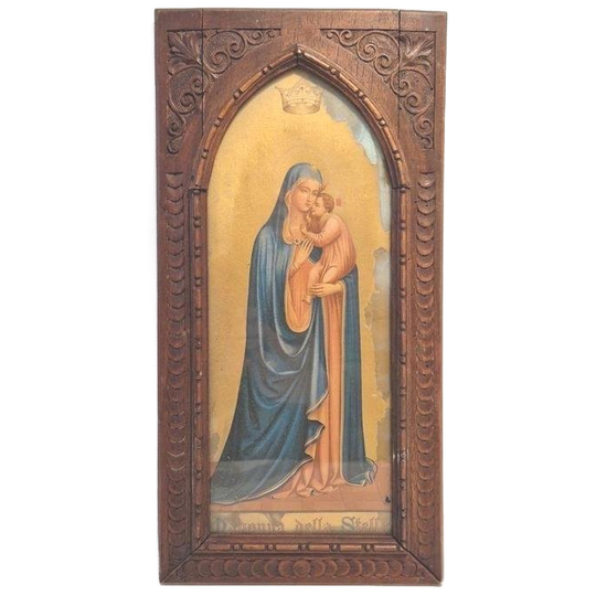 Antieke Icoon In Hendgesneden Lijst Maria En Jezus Lijst 1