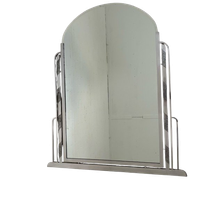Art Deco Spiegel Met Geslepen Glas In Aluminium Lijst, Jaren 30