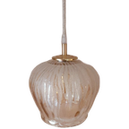 Vintage Hanglamp Amberkleur | Frosted Glas | Jaren 60 Lamp thumbnail 1