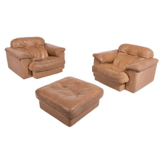 De Sede Ds 101 Brown Leather Lounge Chairs / Fauteuil, 1970’s 1